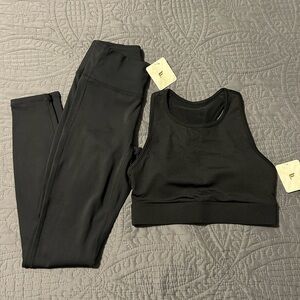 Fabletics Black High-Waist Leggings and Crop Bra Set